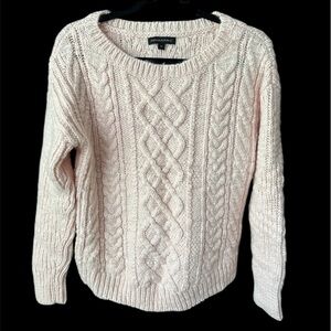 Banana Republic wool blend Pink Crew Neck Sweater Cable Knit